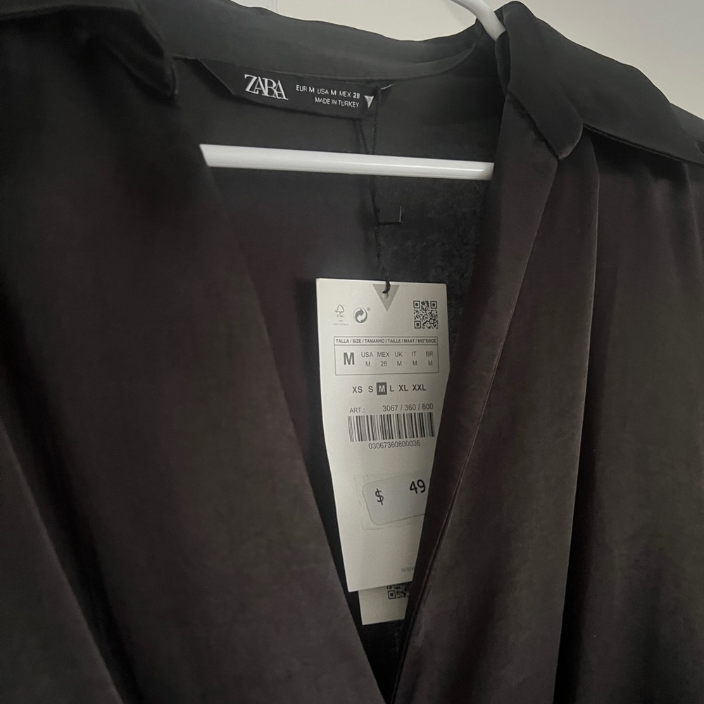 ZARA Black Elegant Satin Midi Dress - Picture 2 of 5